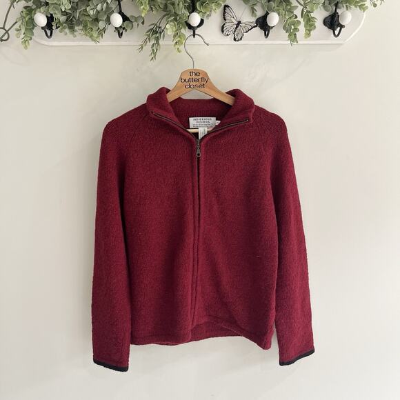 Indigenous Designs Alpaca Knit Red Sweater Full Zip Size S U520 grandmacore - Picture 1 of 4